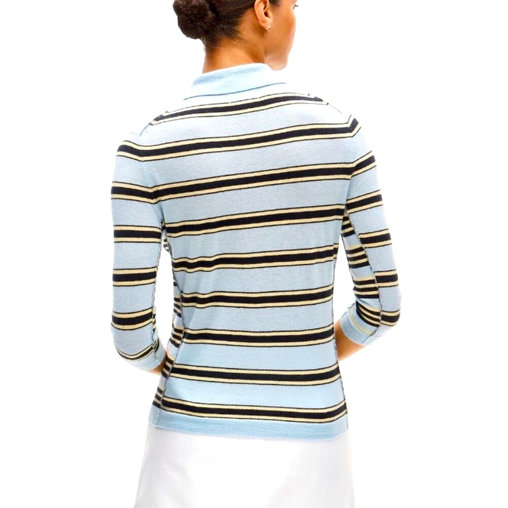 J.Crew 100% cashmere Light Blue Striped Women's Cardigan Sweater size M New